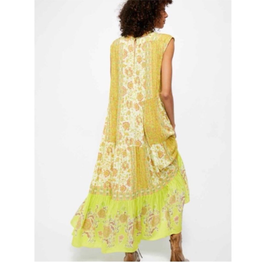 Free People Hanalei Bay Floral Yellow and Green Maxi Dress Size Small - Picture 2 of 3
